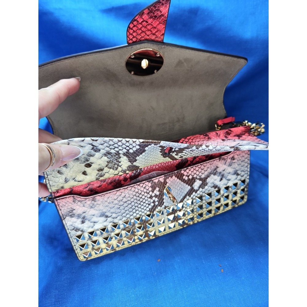 Michael Kors Greenwich Dahlia Studded Snakeskin Purse Ombre Convertible Leather - Picture 14 of 16